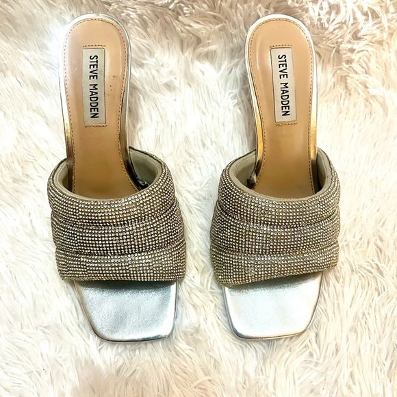 💠🪩🌐STEVE MADDEN Sparkle Heel Slides💠🌐🪩 - Picture 1 of 10